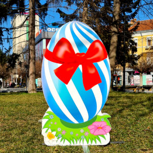 3Д фигура - СИНЬО ВЕЛИКДЕНСКО ЯЙЦЕ с панделка