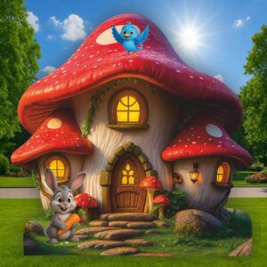 Декор 3Д фигура - ГЪБА КЪЩА със зайче