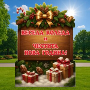3Д фигура - ПРАЗНИЧНА ТАБЕЛА "Весела Коледа и Честита Нова Година!"