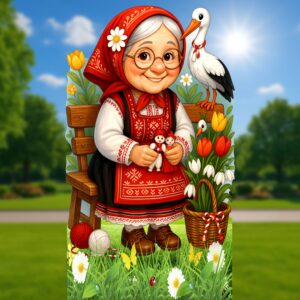 3Д фигура - БАБА МАРТА С КОШНИЦА И ЩЪРКЕЛ (Копие)