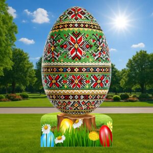 3Д фигура - ЗЕЛЕНО ВЕЛИКДЕНСКО ЯЙЦЕ СЪС ШЕВИЦИ