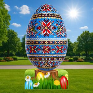 3Д фигура - СИНЬО ВЕЛИКДЕНСКО ЯЙЦЕ СЪС ШЕВИЦИ