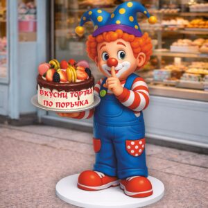 РЕКЛАМНА ФИГУРА - ВЕСЕЛ ГОТВАЧ С ТОРТА