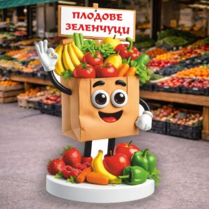 РЕКЛАМНА ФИГУРА СЛАДЪК ПЛИК С ПЛОДОВЕ И ЗЕЛЕНЧУЦИ
