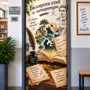 Стикер за Врата по Български Език и Литература – Словото Гради Светове, Модел 2