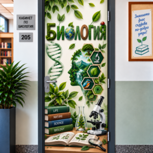 Стикер за Врата по Биология – ДНК и Микроскоп, Модел 3