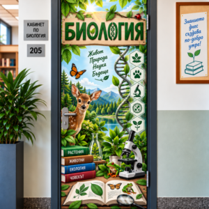 Стикер за Врата по Биология – Живот, Природа, Наука, Бъдеще, Модел 4
