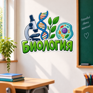 Стикер за Стена по Биология - Микроскоп и ДНК, Модел 1