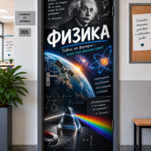 Стикер за Врата по Физика – Айнщайн и Космосът, Модел 1