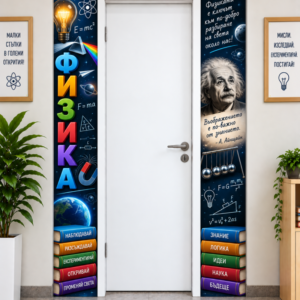Странични Стикери за Врата по Физика – Айнщайн, Атом и Формули, Модел 5