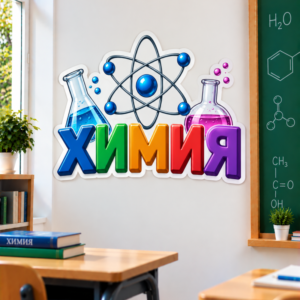 Стикер за Стена по Химия - Надпис с Колби и Молекула, Модел 19