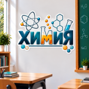 Стикер за Стена по Химия - Епруветка и Молекула, Модел 20