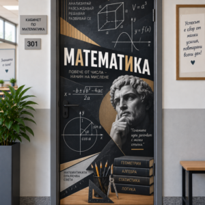Стикер за Врата по Математика – Големите Идеи Започват с Малки Стъпки, Модел 4
