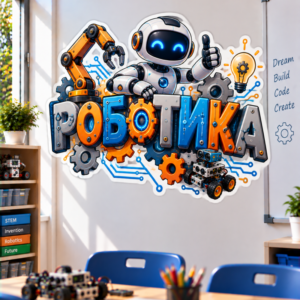 Стикер за Стена по Роботика - Надпис и Крушка, Модел 15