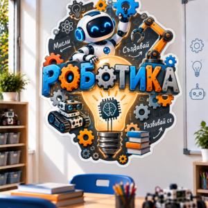 Стикер за Стена по Роботика - Крушка и Учебници, Модел 16