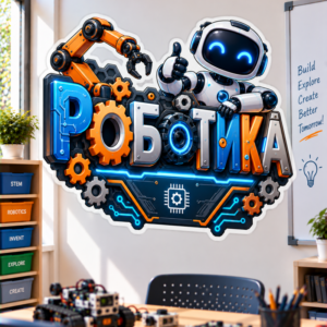 Стикер за Стена по Роботика - Надпис и Робот, Модел 17